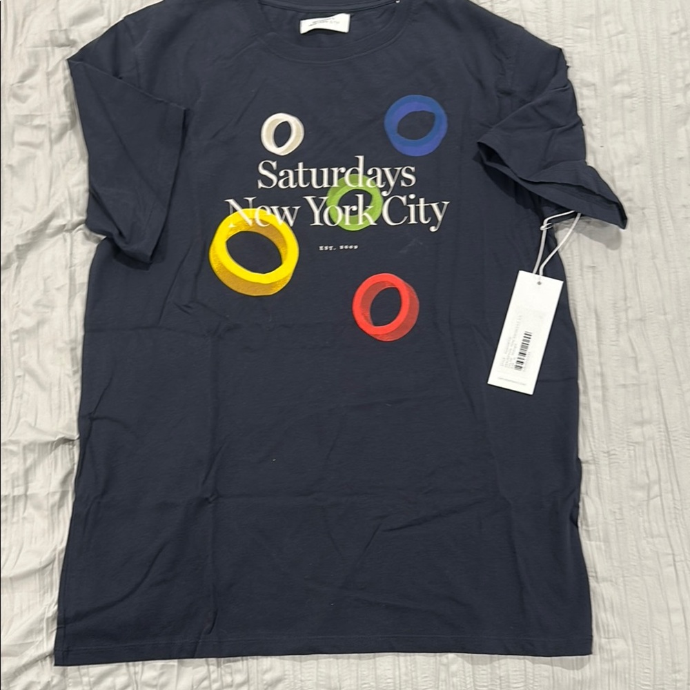 Navy Graphic T-Shirt with Colorful Rings